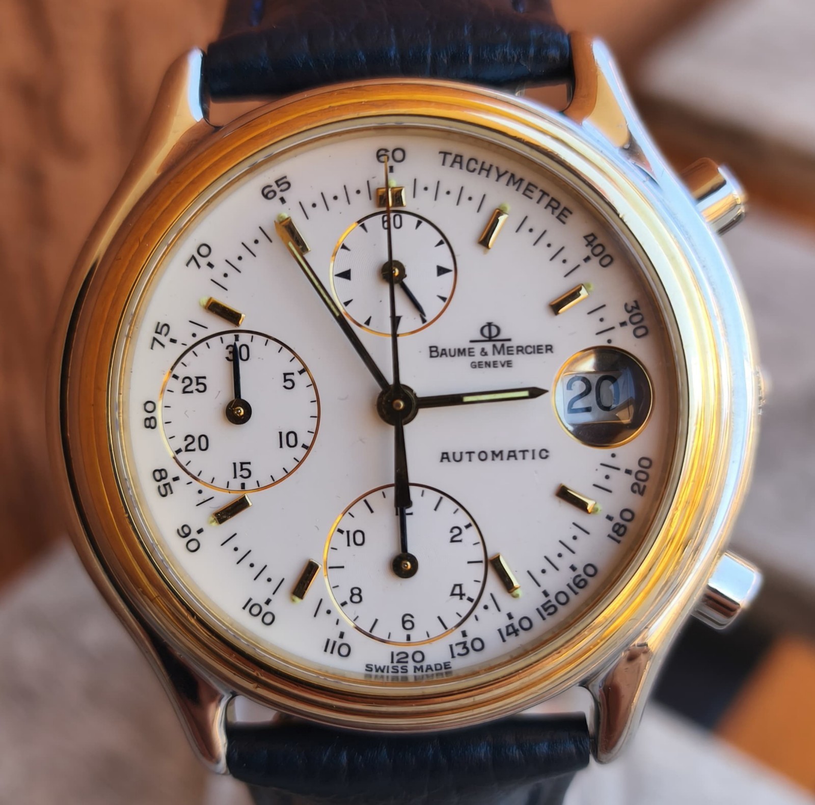 Baume & Mercier 6103 Chrono 🏁 Automatic Date 🇨🇭 Gold Steel Watch