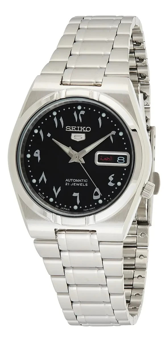 Seiko 5 Arabic Dial Automatic 21 Jewels Black Dial 34mm Made in Japan – SNKP21J1