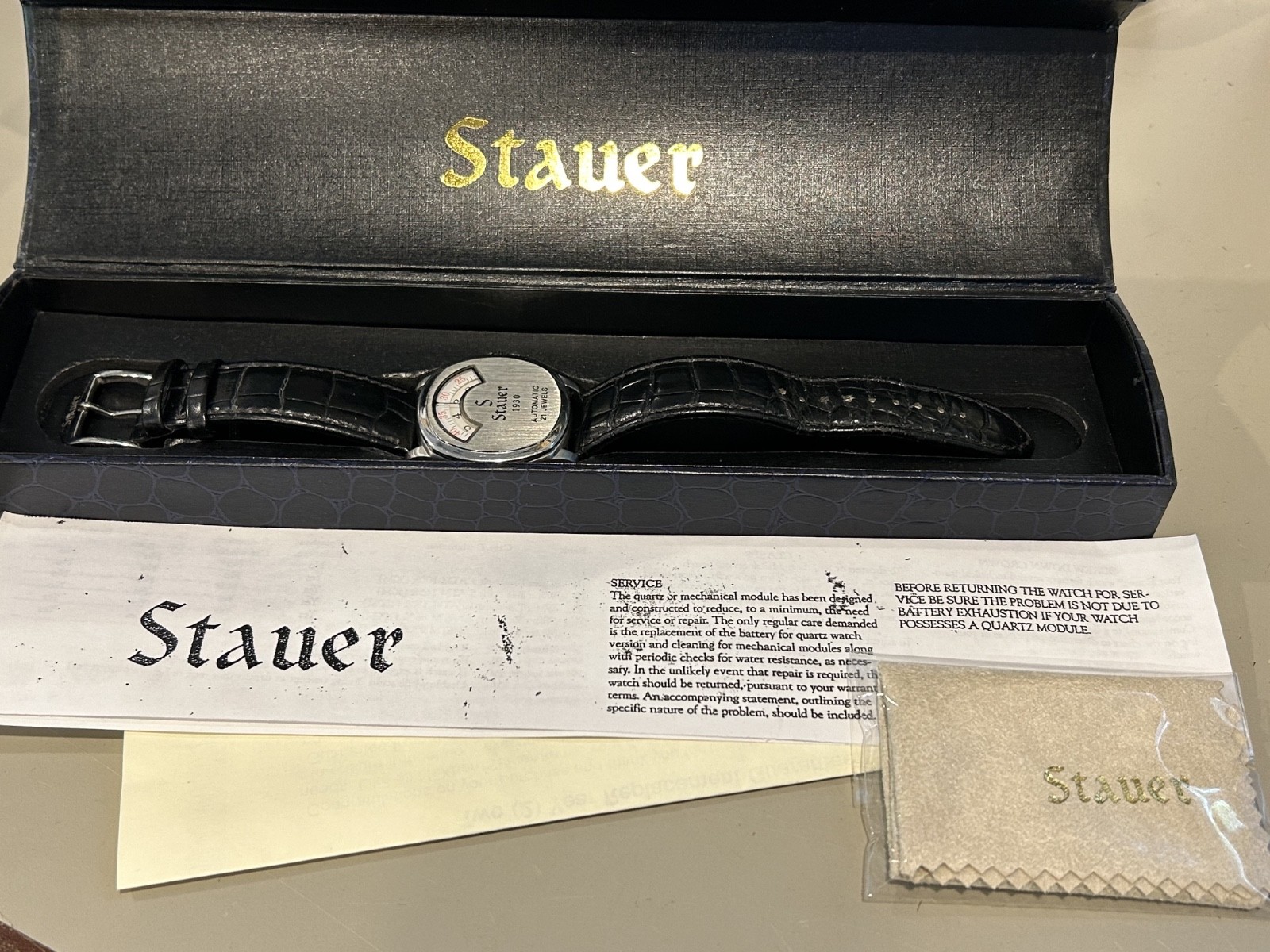 Stauer 1930 Dashtronic, Automatic, 21 Jewels, Stainless Steel, Leather Used