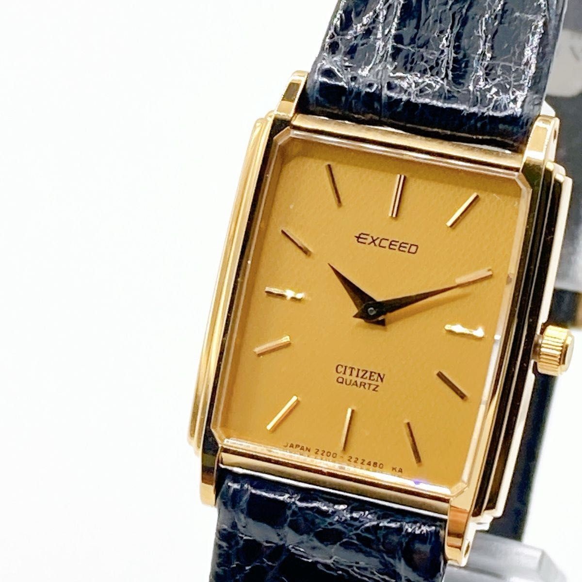 Citizen Exceed Ladies Watch 2200-222563 Quartz Sapphire Glass Gold Square Japan