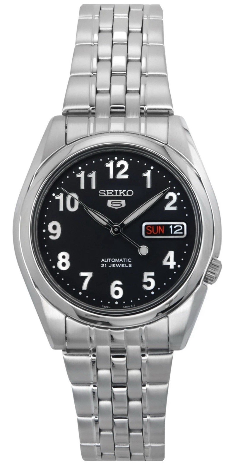 Seiko 5 Automatic SNK381K1 Mens Watch 21 Jewel Black Dial Day/Date Analog 30M