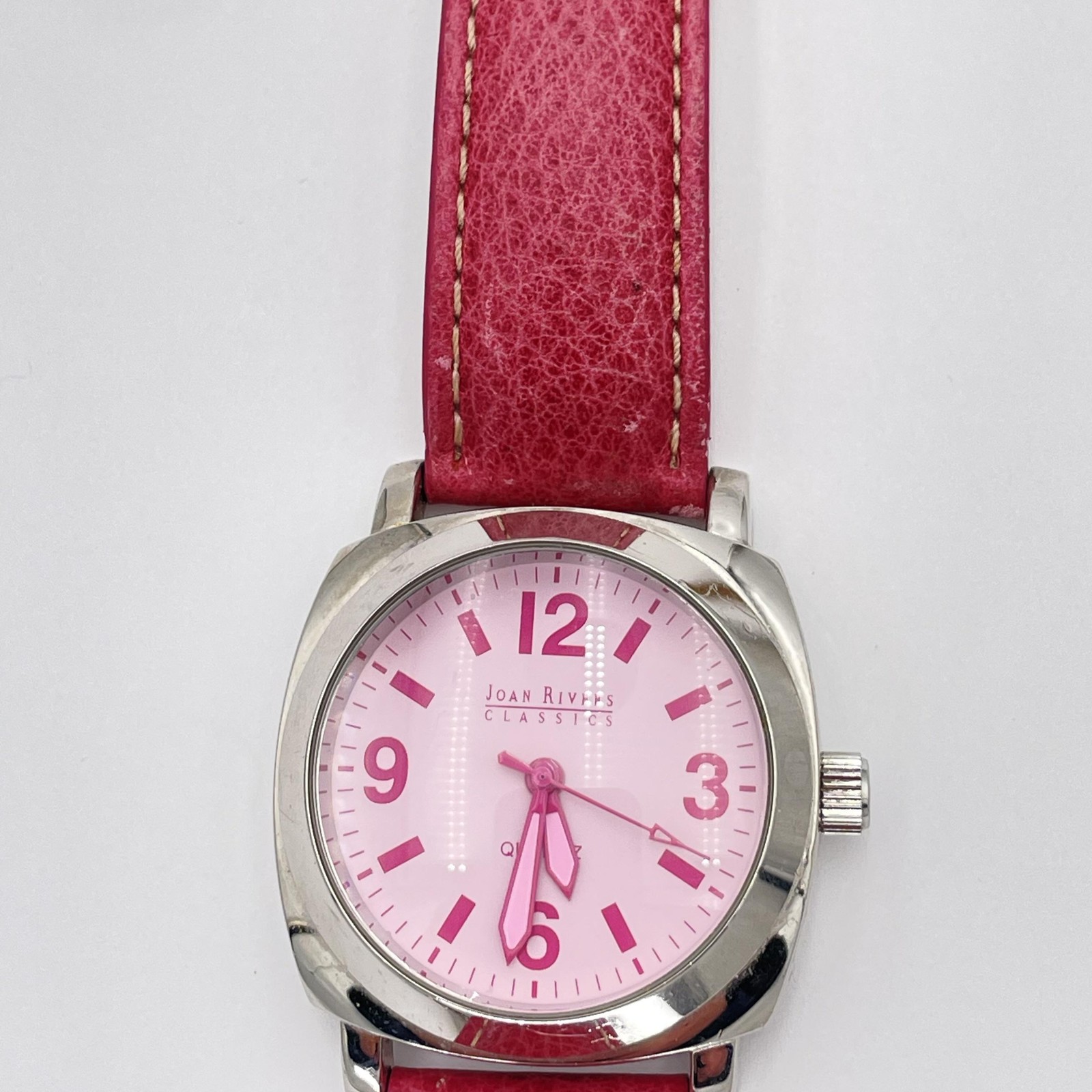 Joan Rivers Classics Watch Womens Pink Dial Leather Strap Quartz Japan Movt