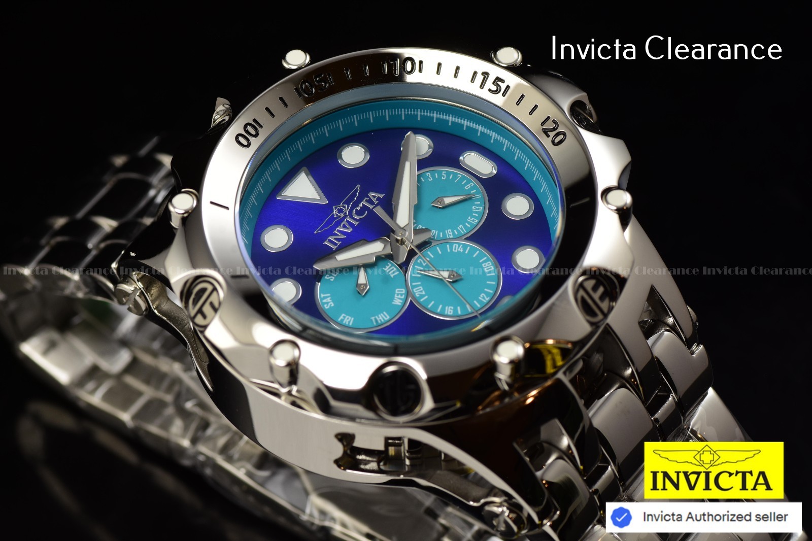 Invicta Reserve Venom FUSION Quartz Turquoise Dial Men’s High Polish SS Watch