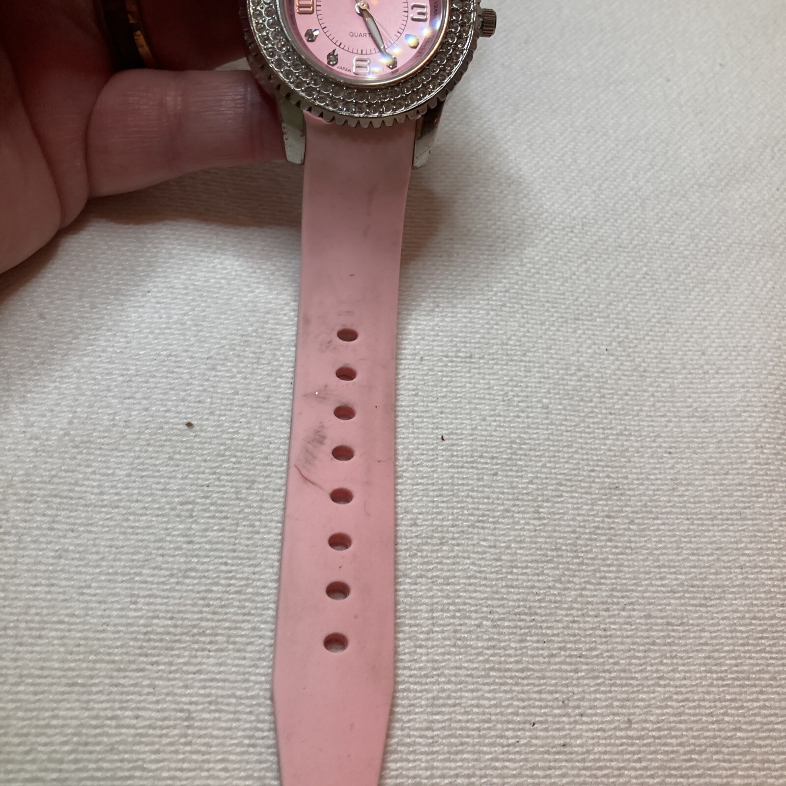 Ladies Working Pink Bling Bora Silicone Band Watch