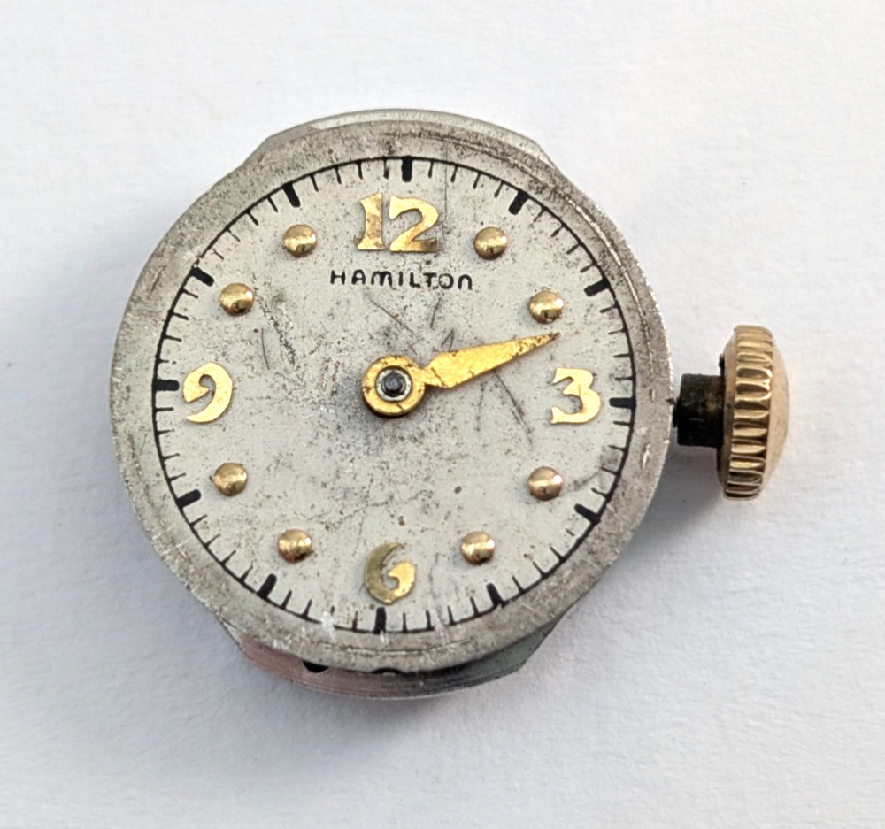1950s HAMILTON 750 17j Vintage Petite Ladies 15mm Watch Movement PARTS or REPAIR