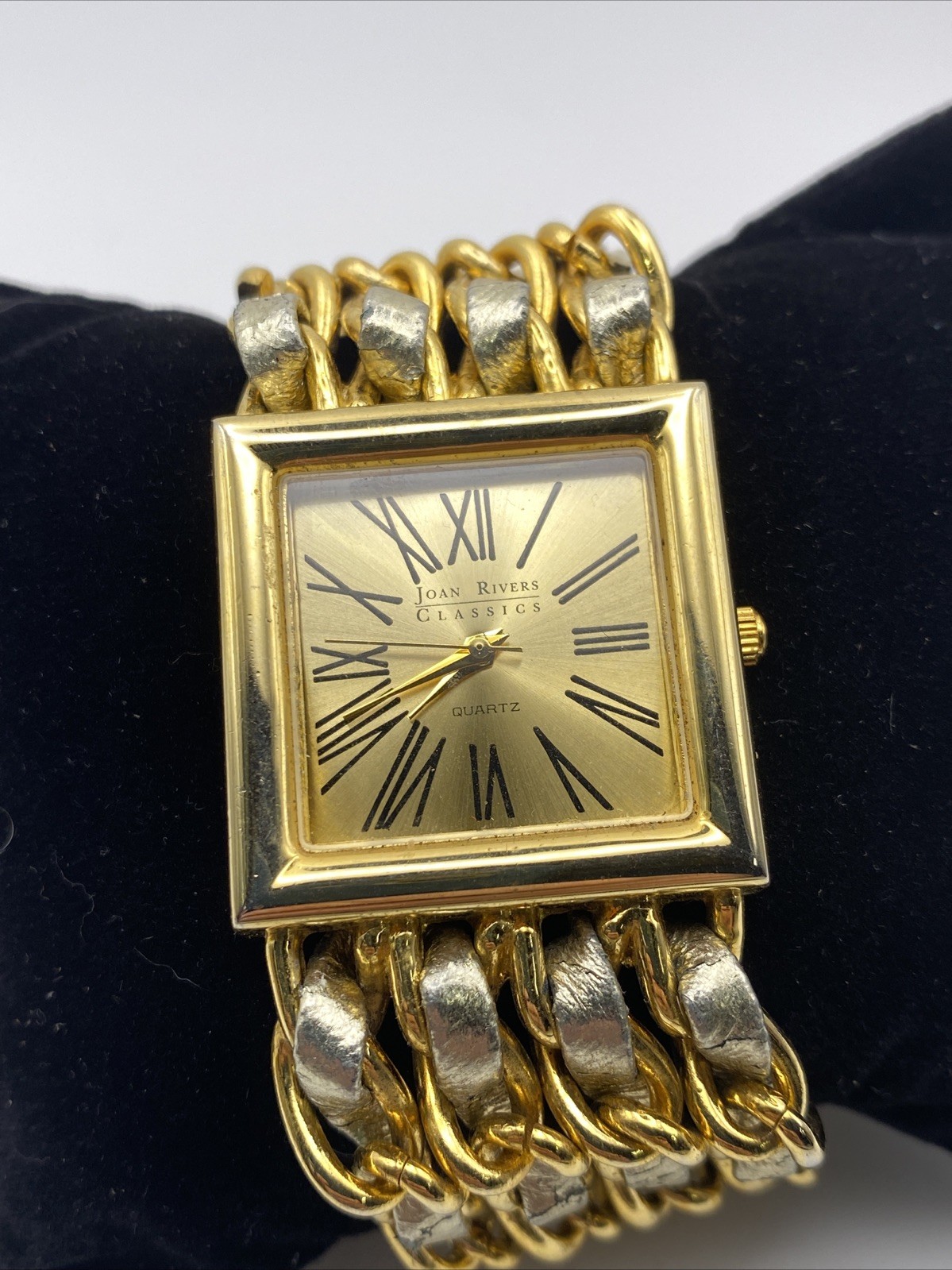 Joan Rivers Classics Women Dress Black Dial Chain Bracelet Quartz 30mm Watch 7″