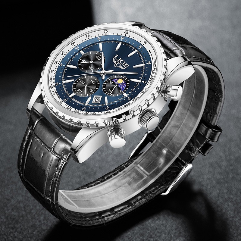 Men Watch Quartz Date Luminous Chronograph 3ATM Waterproof Man Wristwatch Boxed