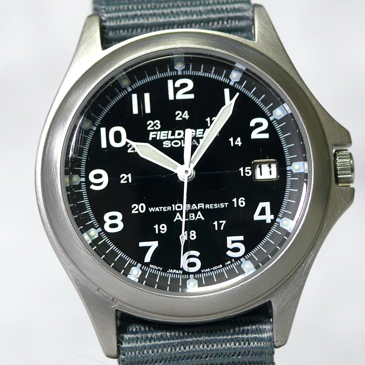 SEIKO ALBA FIELD GEAR V145-0B30 Solar Power Luminous Men’s Watch 1999 Japan