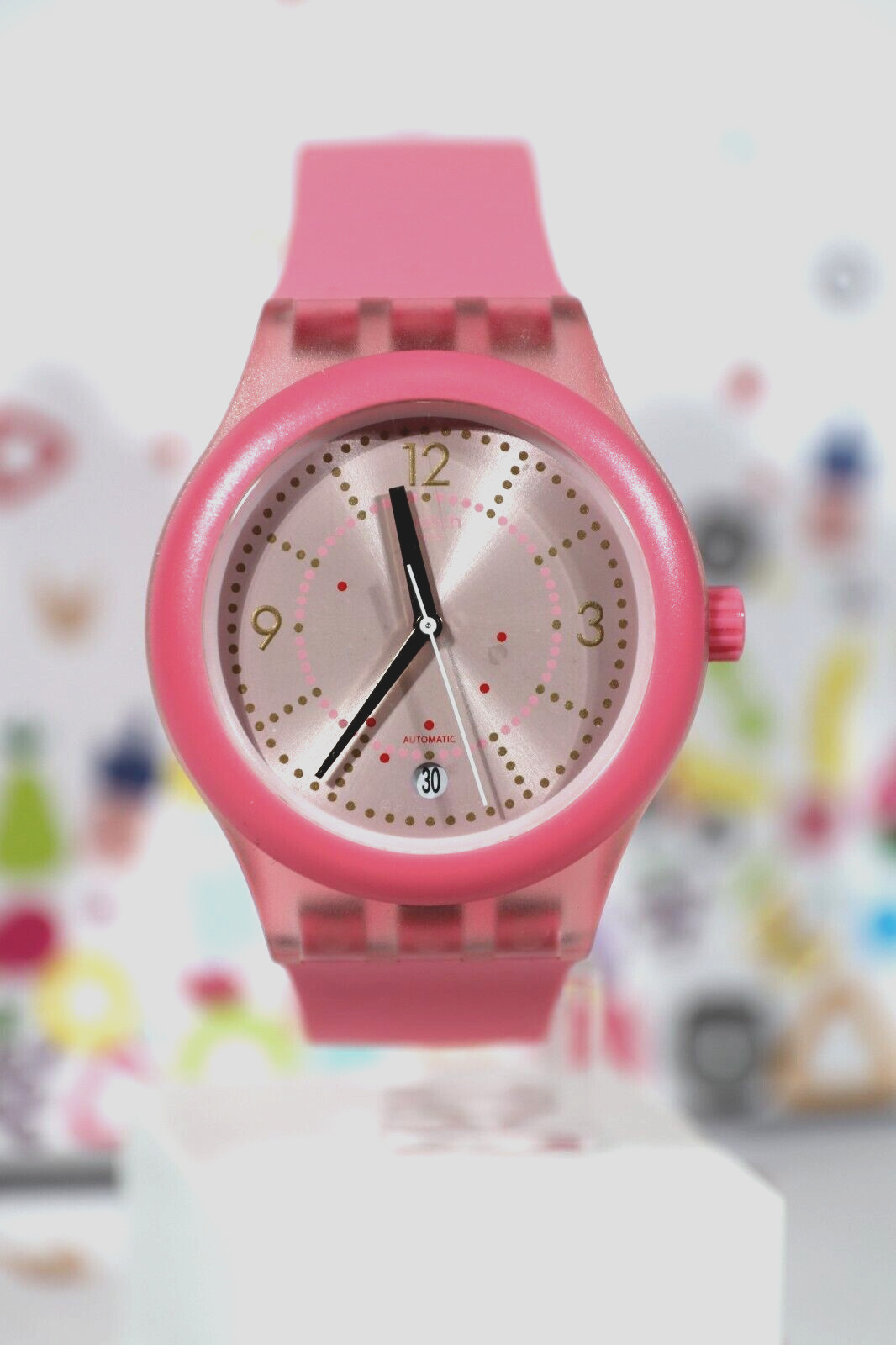Rare Limited Swiss Swatch Sistem 51 Cali Automatic Pink Dial Watch SUTP401