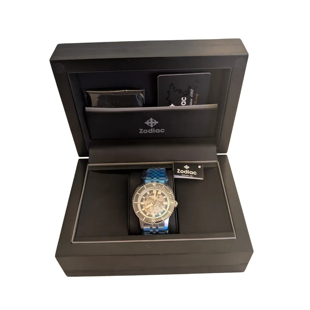 Zodiac Super Sea Wolf Automatic Watch ZO9319 Silver Black 40mm NIB $2995
