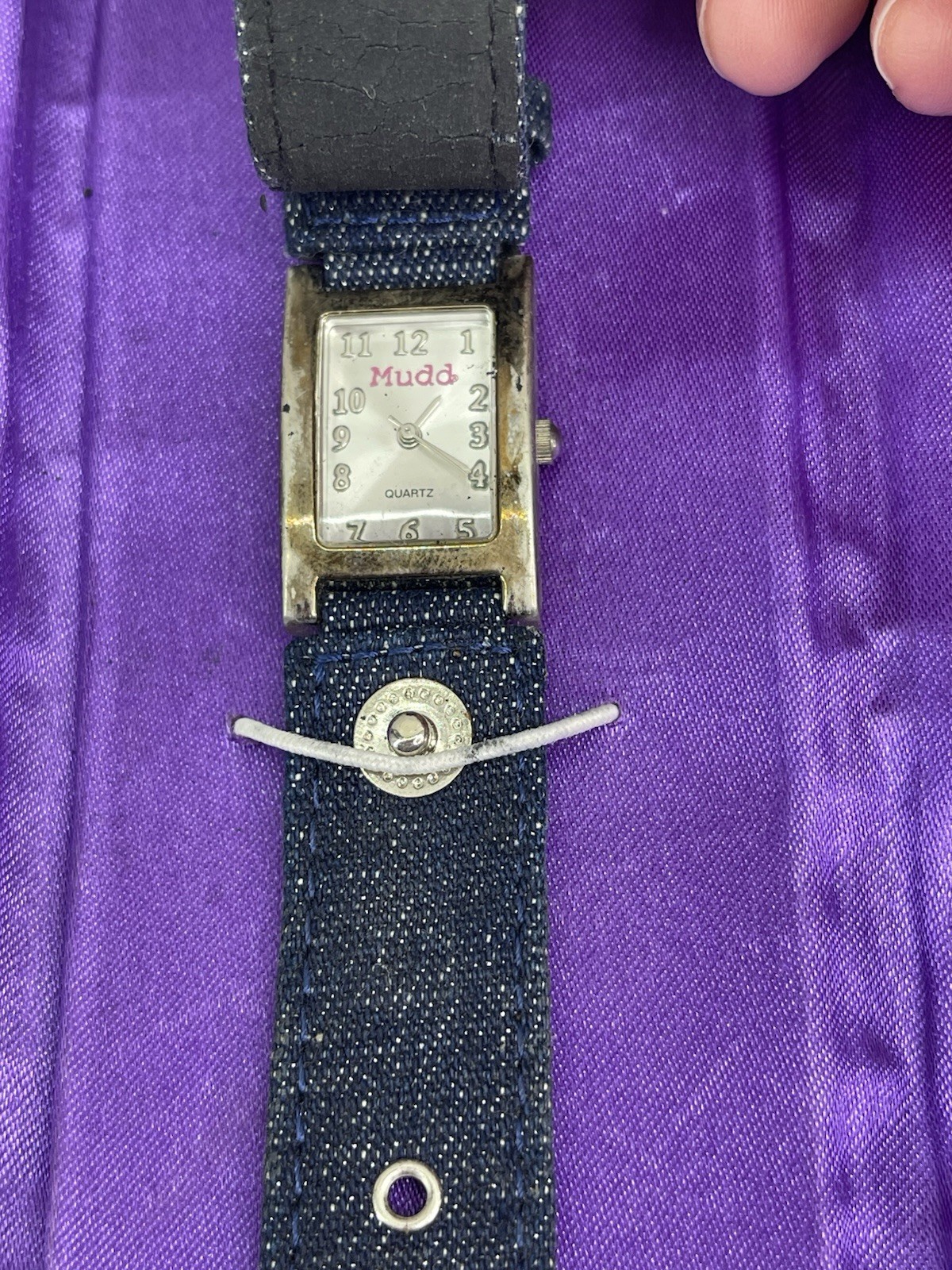 Vintage Y2K Mudd Denim Snap Watch Purple Case Over Face READ