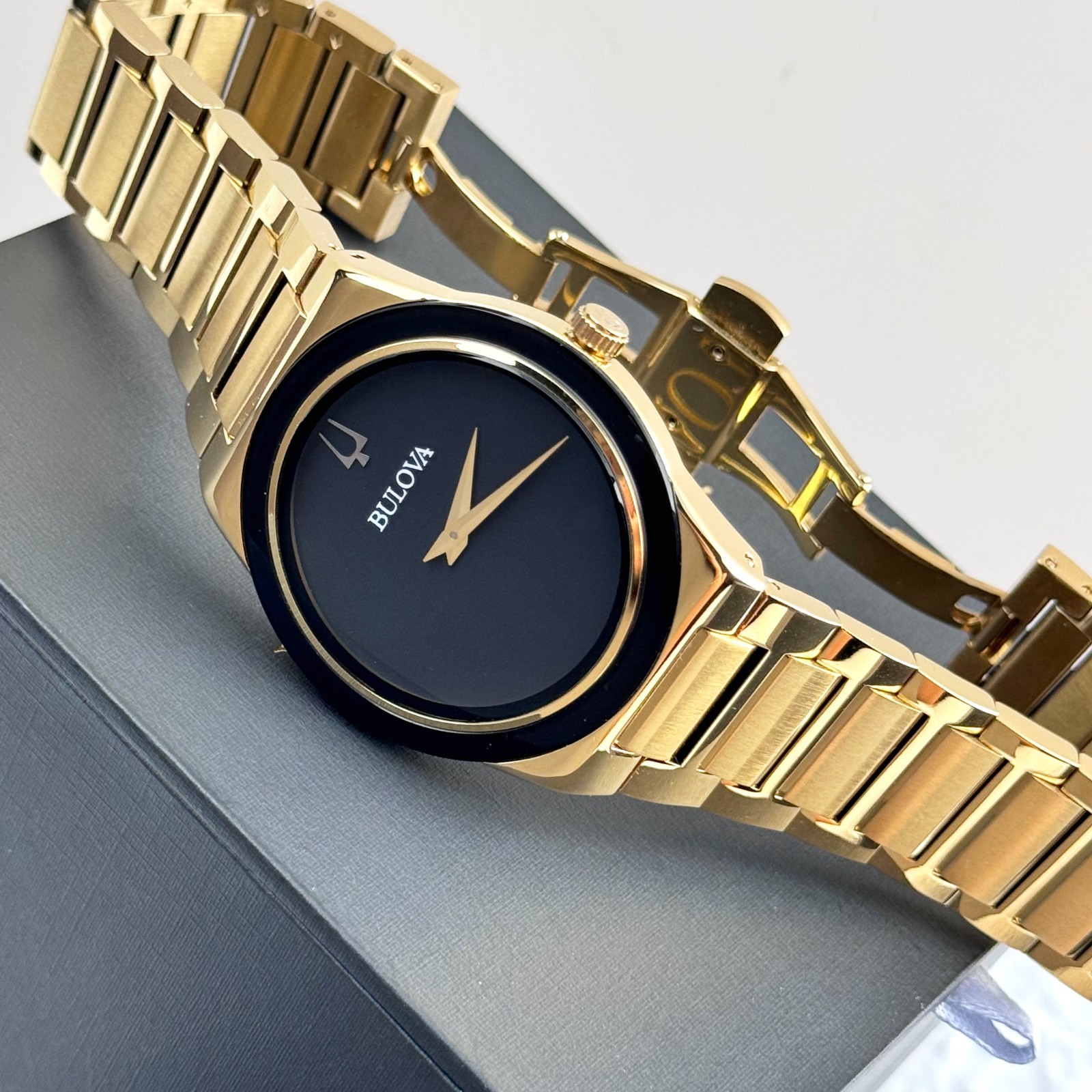 Bulova Millennia Men’s Quartz Black Dial Gold-Tone Stainless Steel Watch 97A183