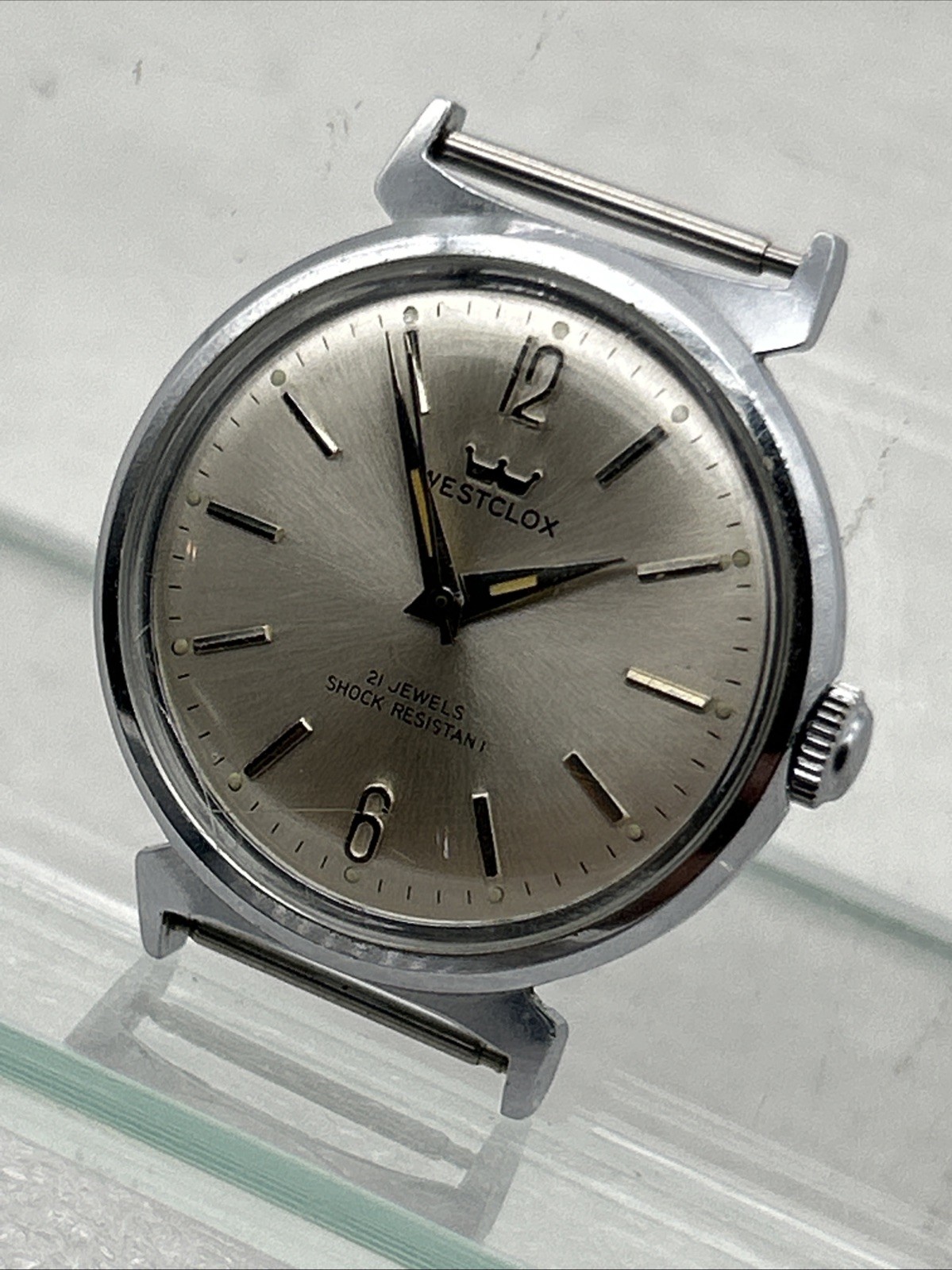 Westclox Crown Line 21 Jewel Vintage Mens Watch Steel Runs Vintage Very Nice