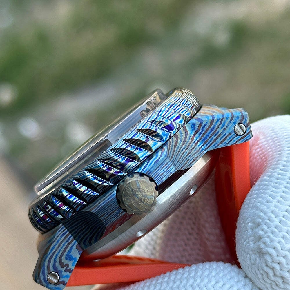 STEELDIVE SD1982Y — 46.5MM Titanium Damascus NH35 Dive Watch Sapphire Glass