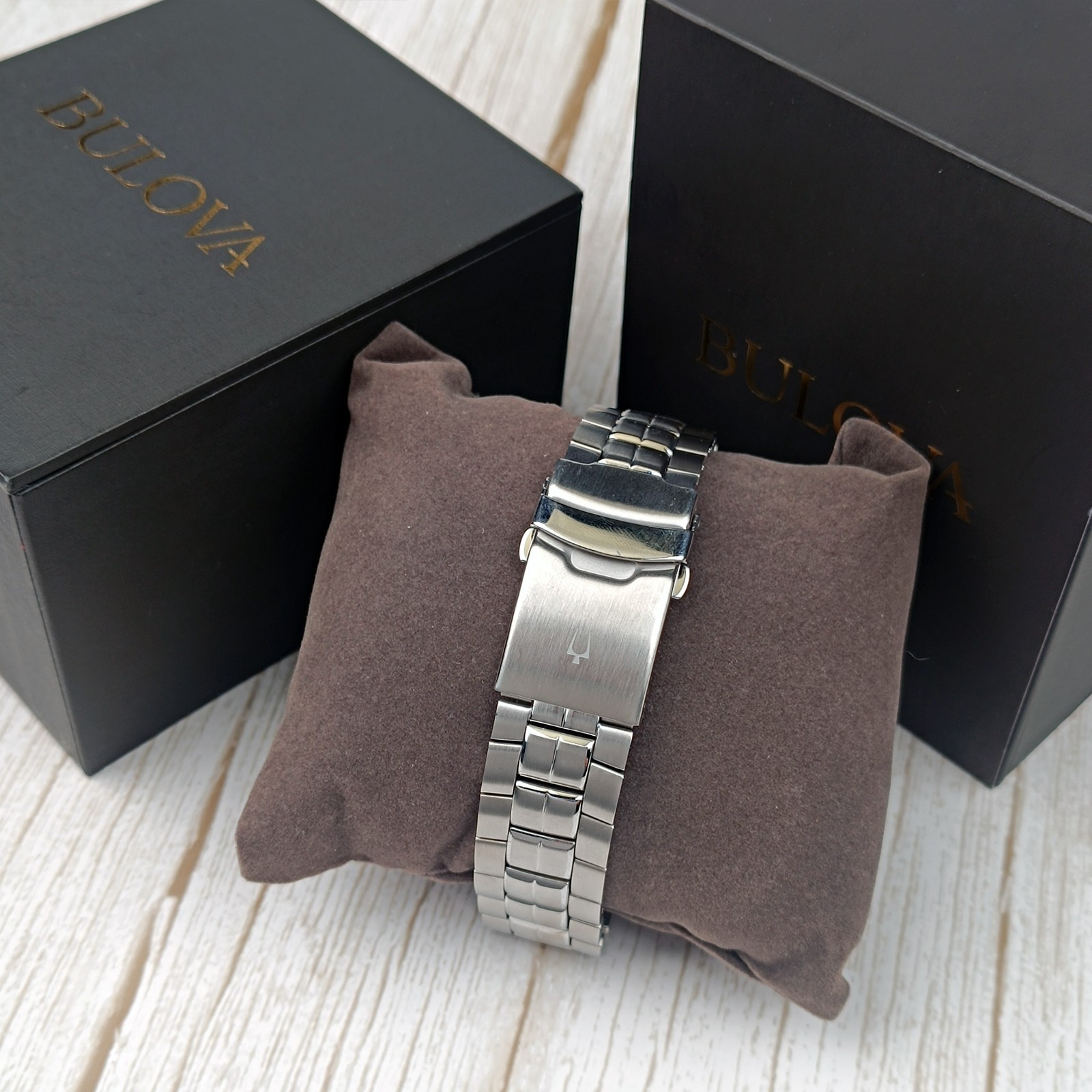 Bulova Men Marine Star 98B401 Black/Grey Chronograph Quartz Watch 41.5mm