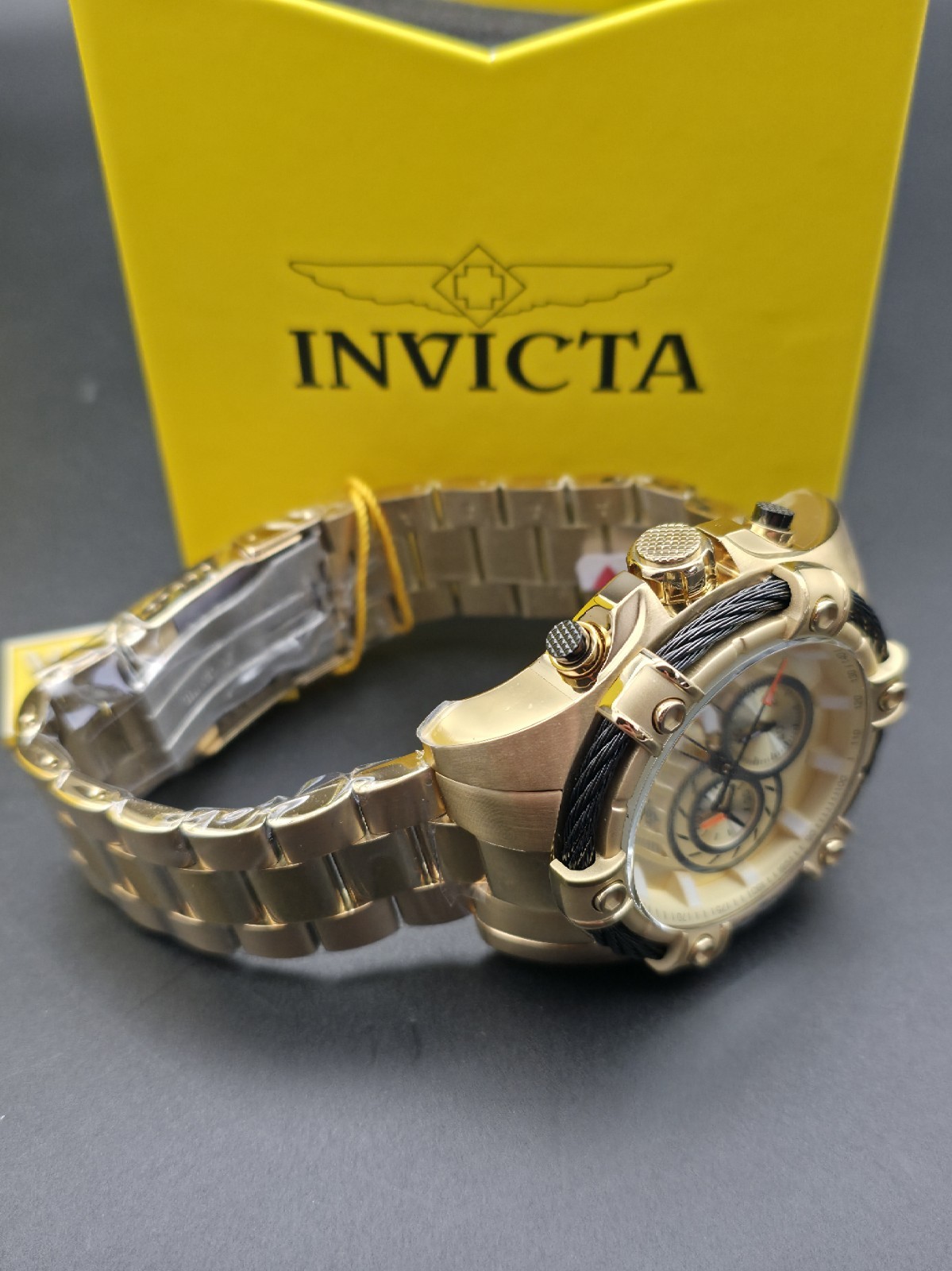 Invicta Men’s Watch 25515 Bolt Quartz Chronograph Diver Gold Tone Steel 52mm