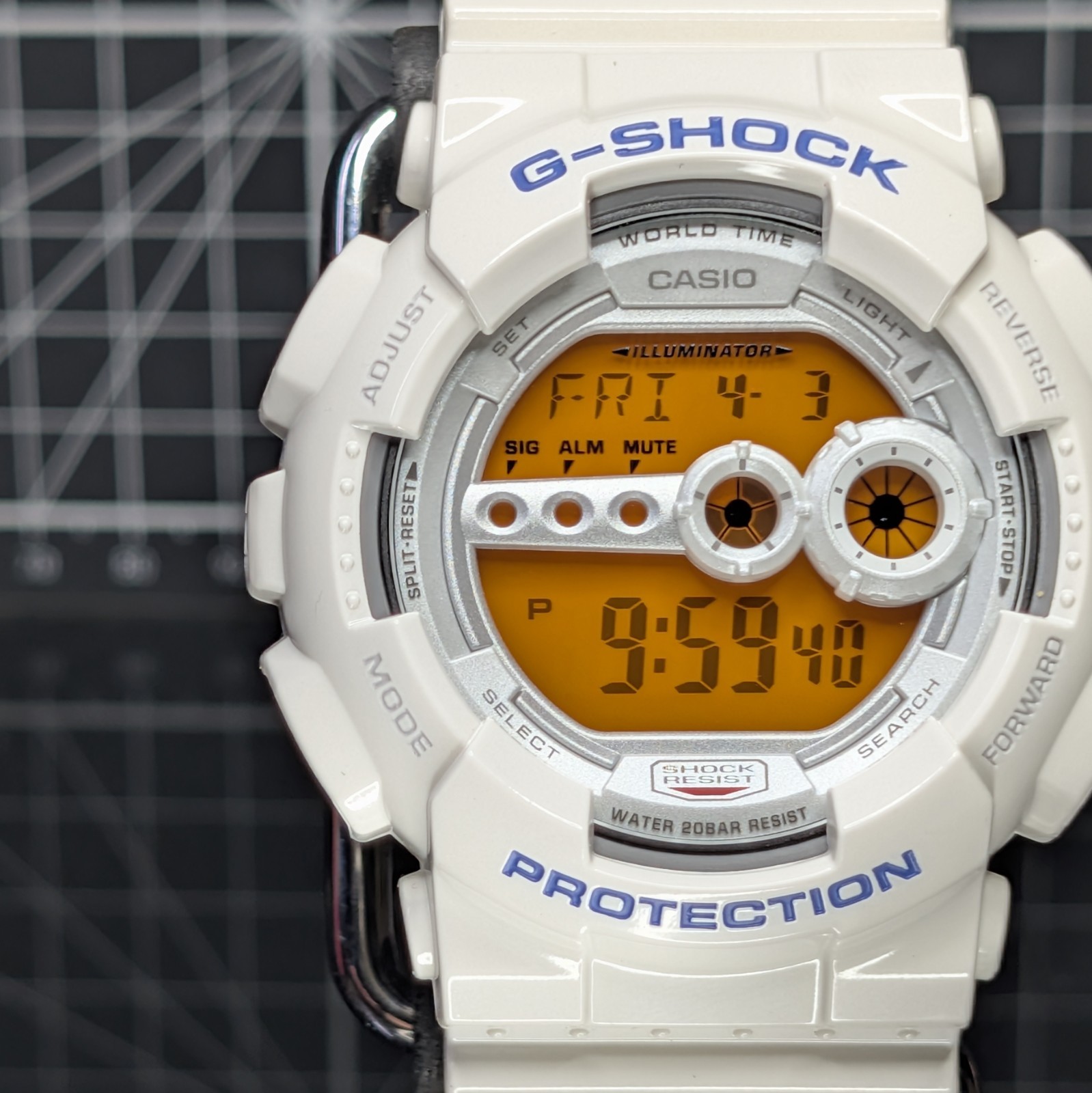 Casio G-Shock CRAZY COLOUR GD-100 White Blue Orange Digital Big Case GD-100SC-7