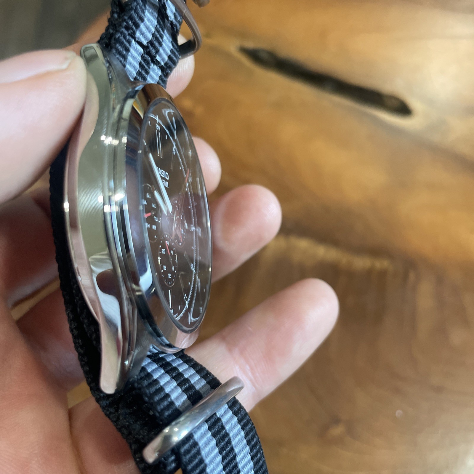 Casio Watch Silver Dial Quartz 44mm MTP-SW300 NATO Strap