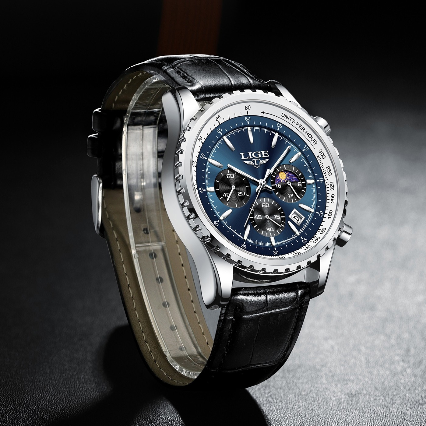 Men Watch Quartz Date Luminous Chronograph 3ATM Waterproof Man Wristwatch Boxed
