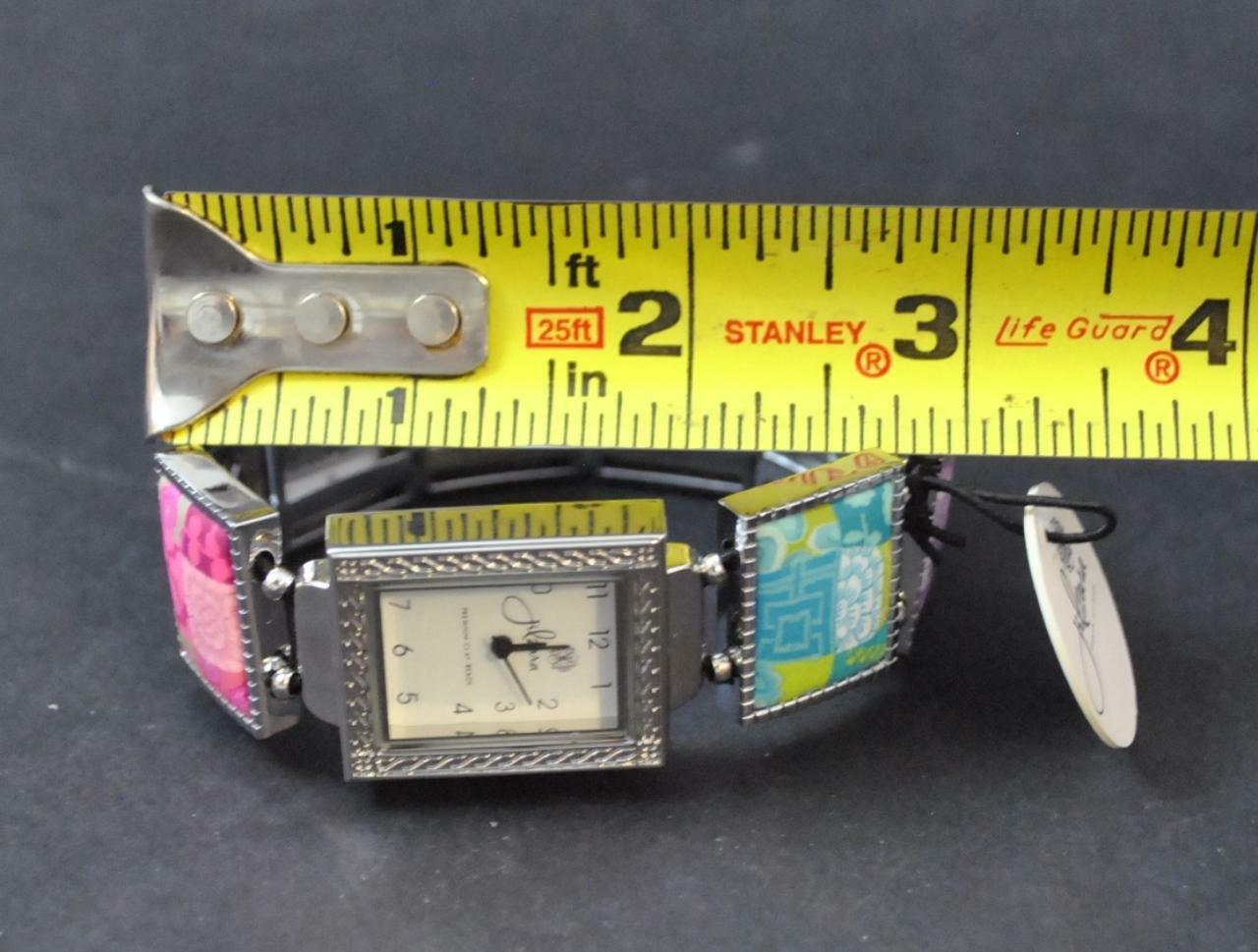 Jilzarah Blossom Square Watch Polymer Inlays Stretch Band Handmade Artisan P9
