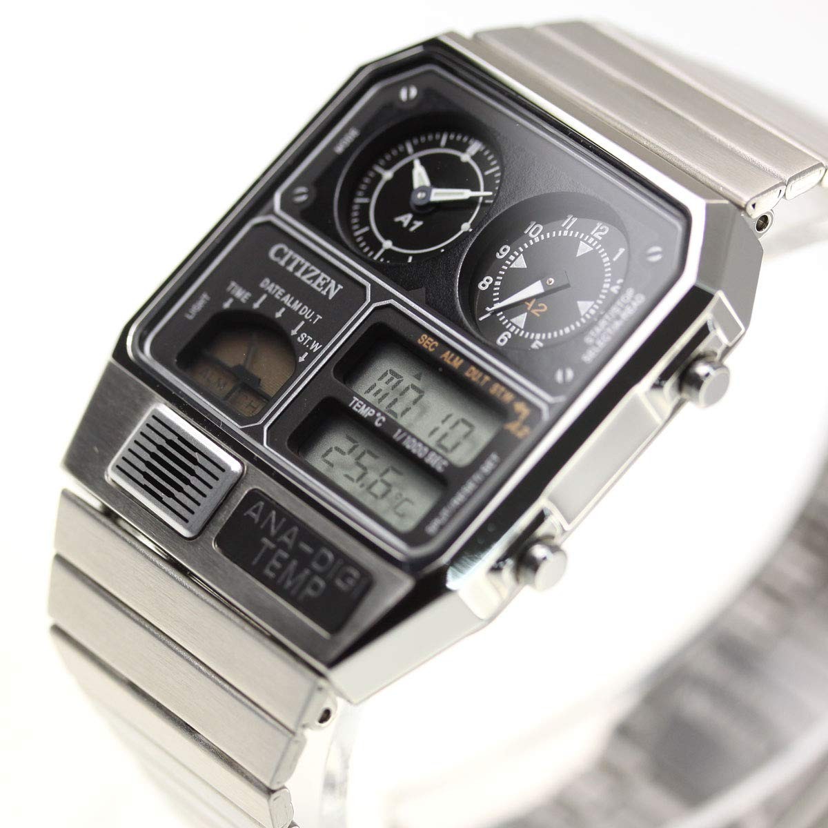 CITIZEN ANA-DIGI TEMP JG2101-78E Silver Analog Digital Men Watch Japan New