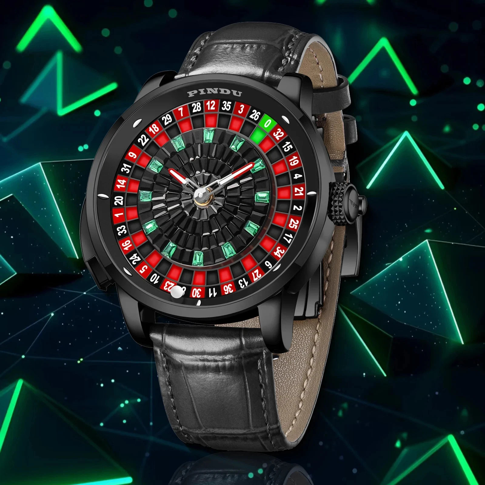 🔥USA🔥PINDU Men’s Automatic Watch 5ATM Casino Tourbillon Rotating Roulette