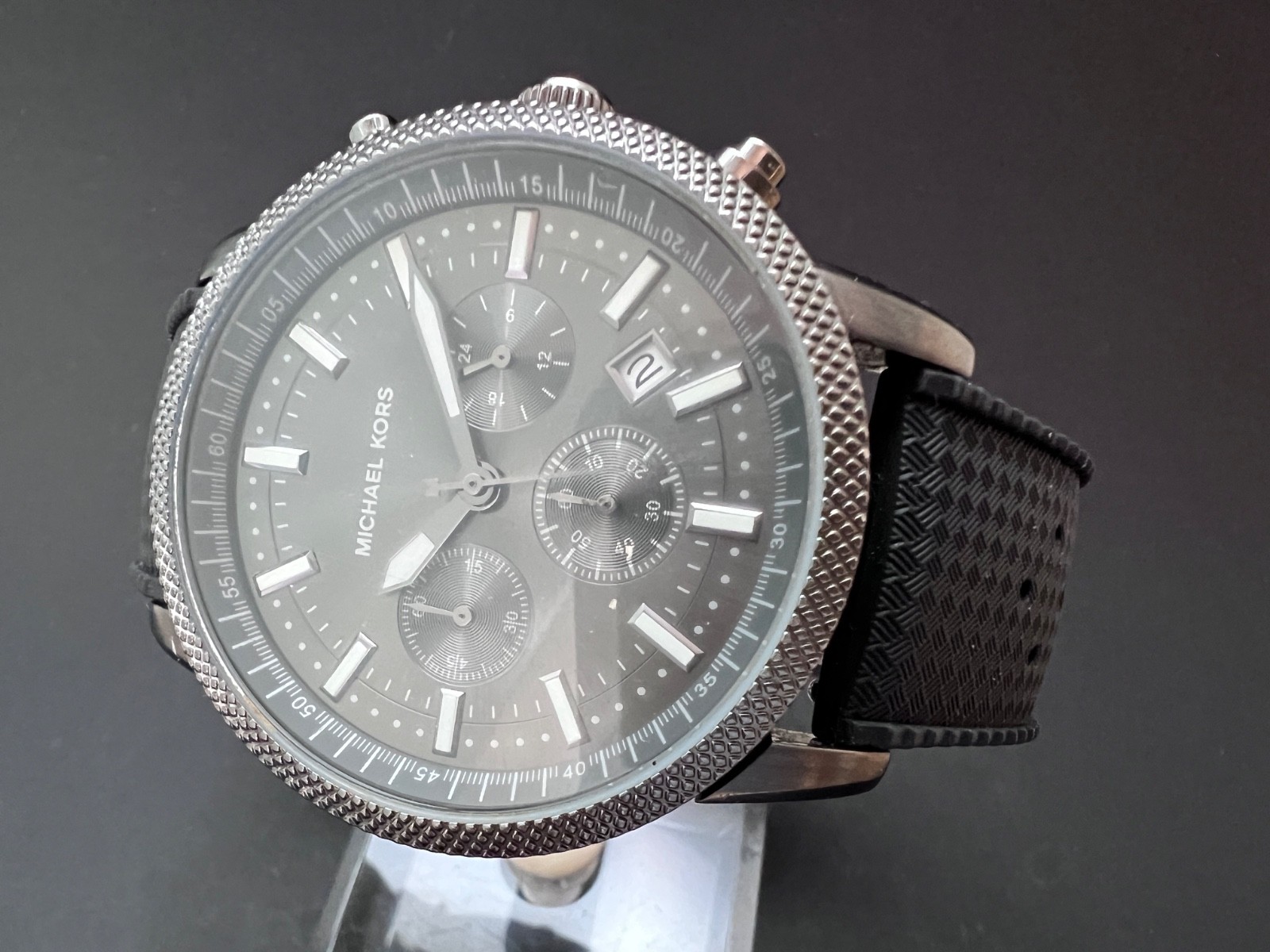 MICHAEL KORS MENS MK-8241 WATCH Black gun metal waterproof chronograph boxed