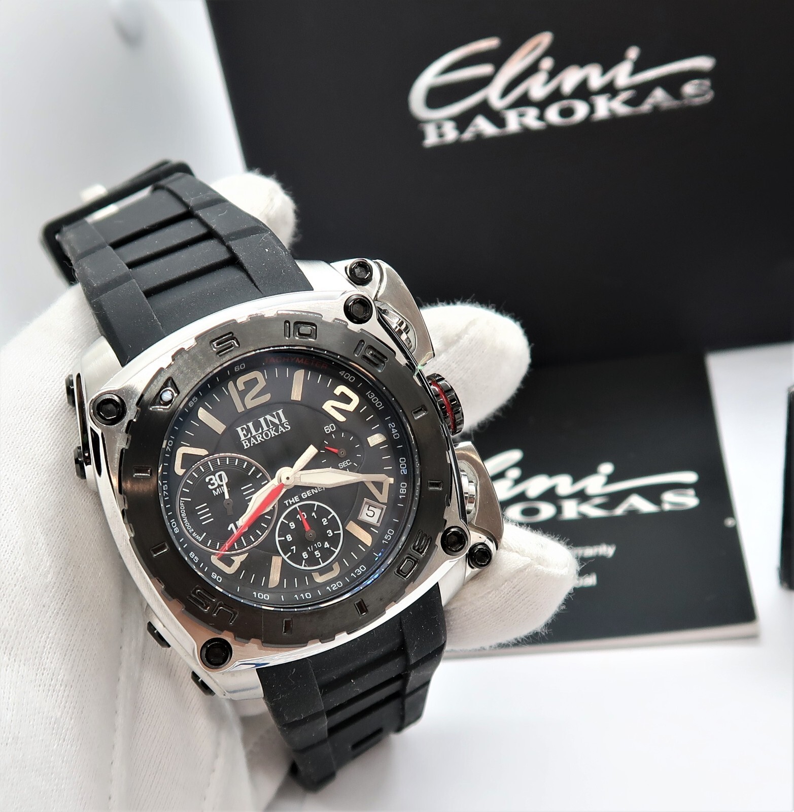ELINI BAROKAS, 660ft “The General” CHRONO w/Box, BIG MENS DIVE WATCH,MIB R23-18