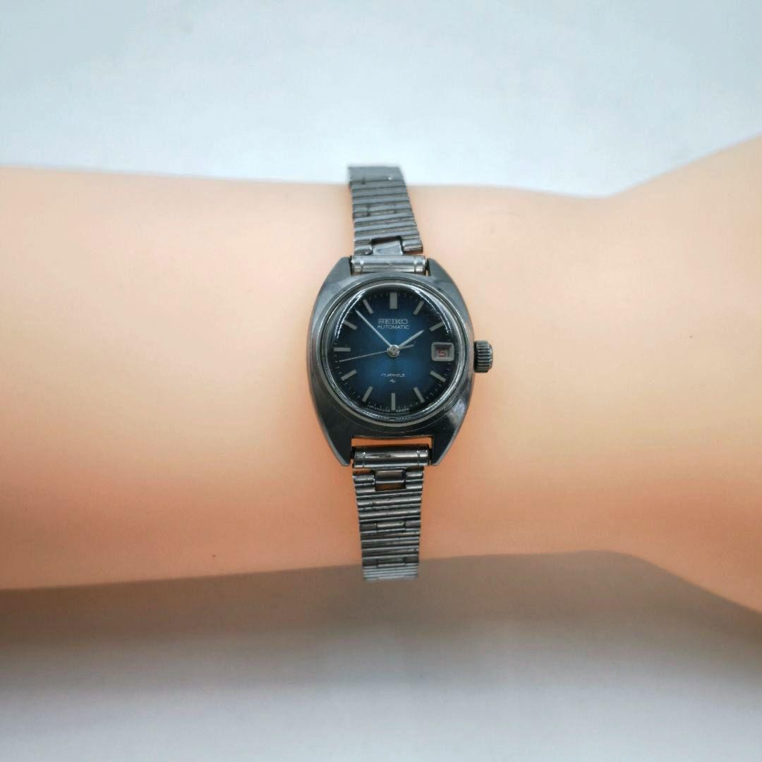 [High-Quality, Working] Seiko Automatic Watch, Ladies, Blue, 17 Jewels, Antique