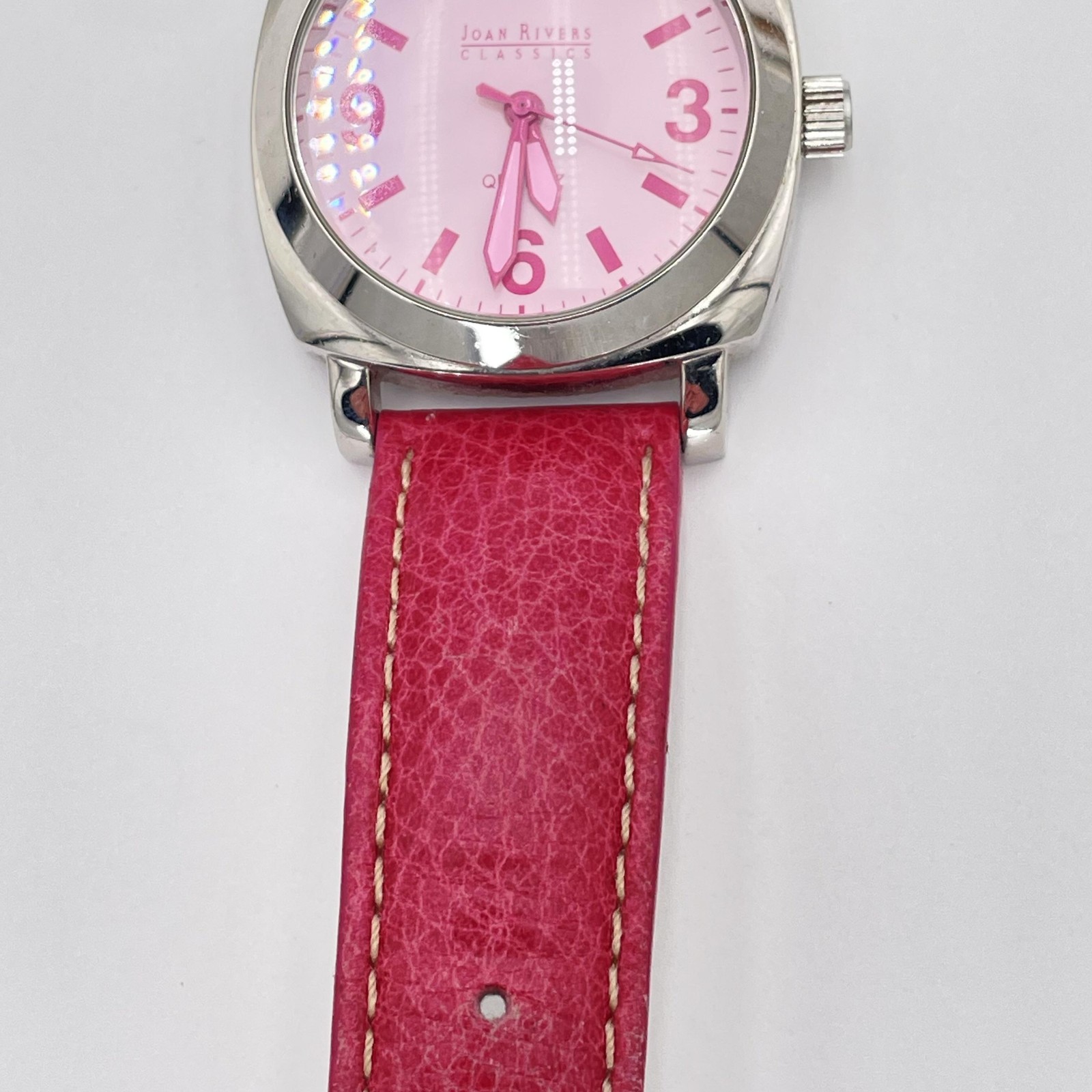 Joan Rivers Classics Watch Womens Pink Dial Leather Strap Quartz Japan Movt