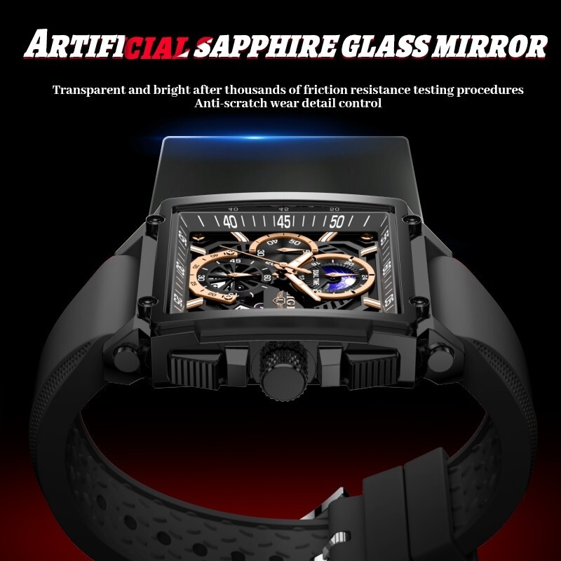 Men Watch Quartz Date Luminous Moon image Display Waterproof Daily Wrist Watches