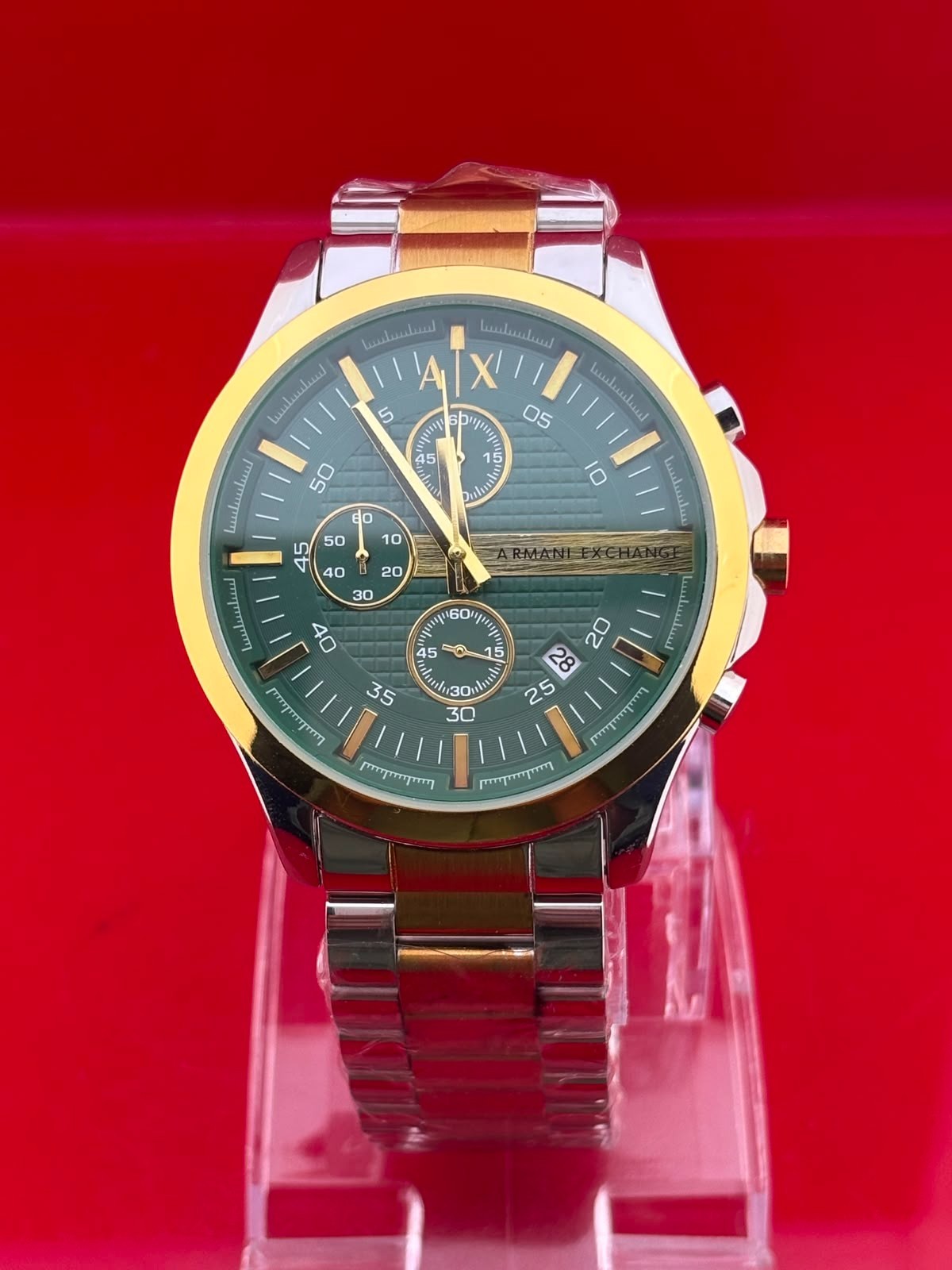 vintage Armani Exchange Green dial With wristwatch fully working condition