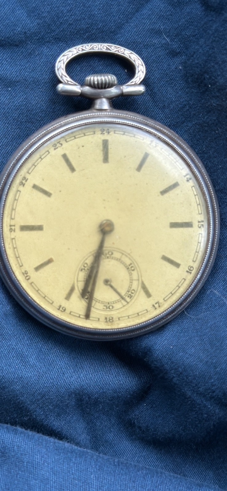 Vintage 1920s OMEGA Pocket Watch 24Hr Military Dial Solid 0.900 Silver REPAIR