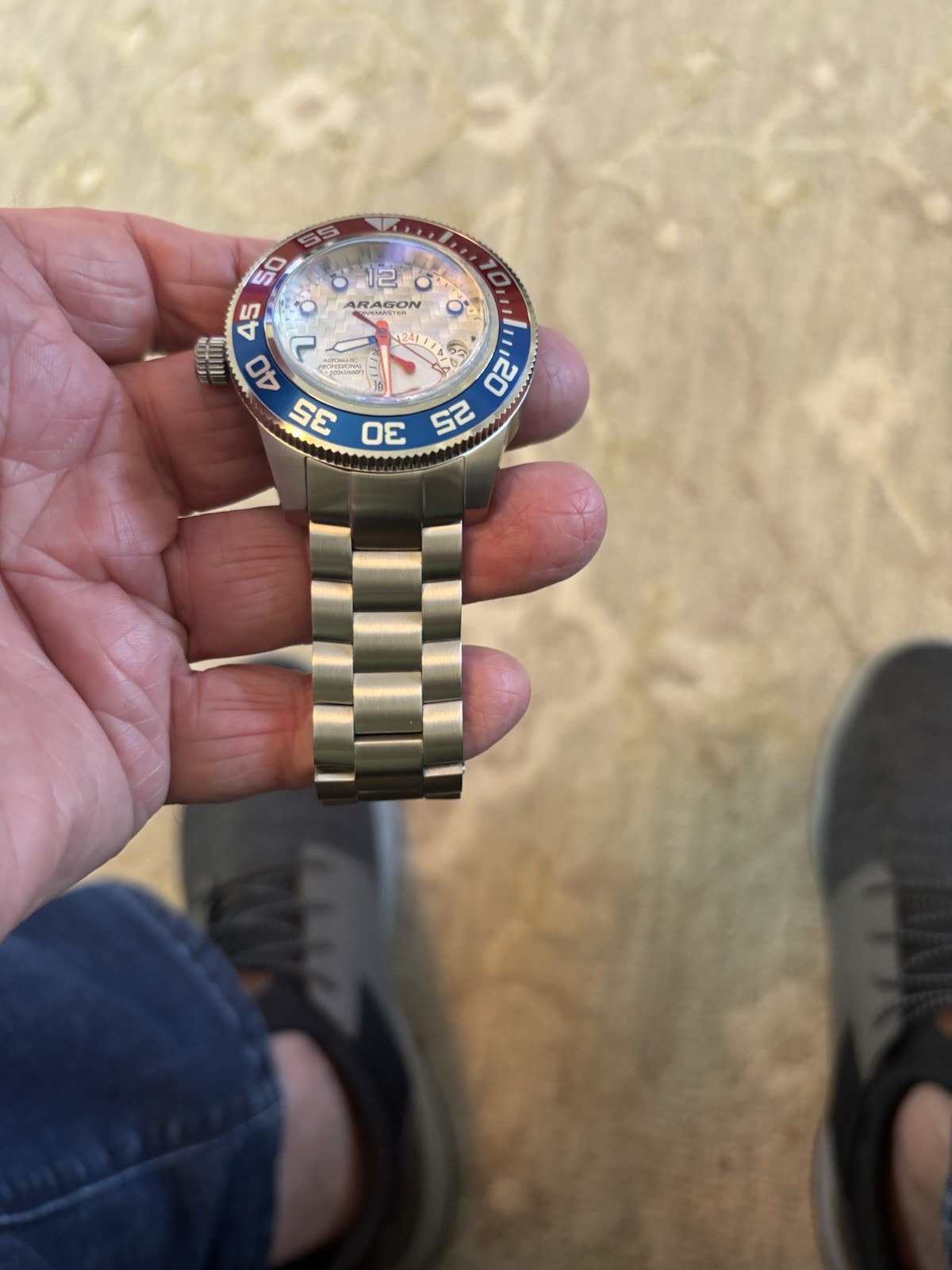Aragon Divemaster Automatic Dive Watch, Pepsi Colors Bezel
