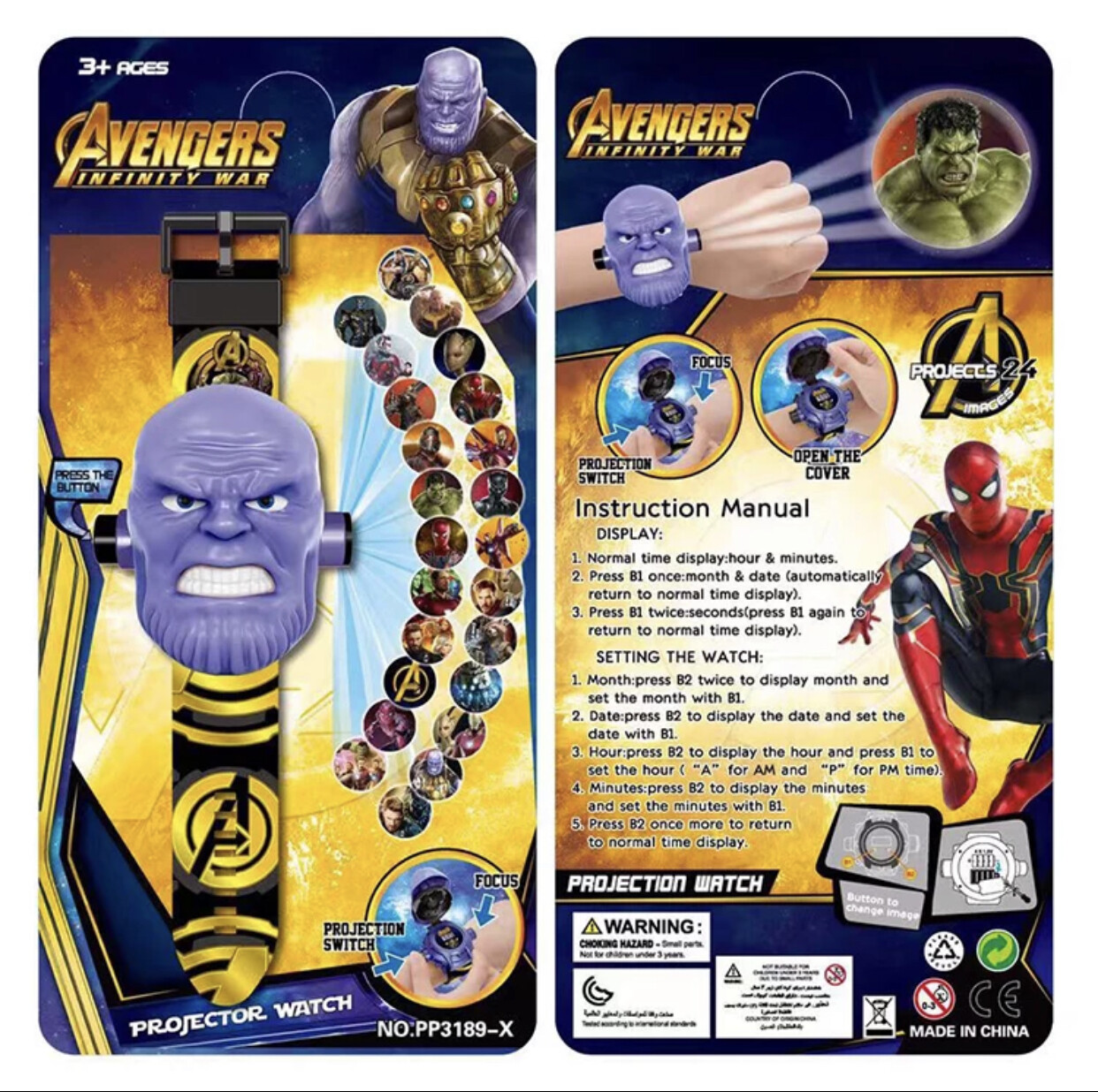 Marvel Superheroes Spiderman Captain Ironman Hulk Thanos 3D Kids Digital Watch