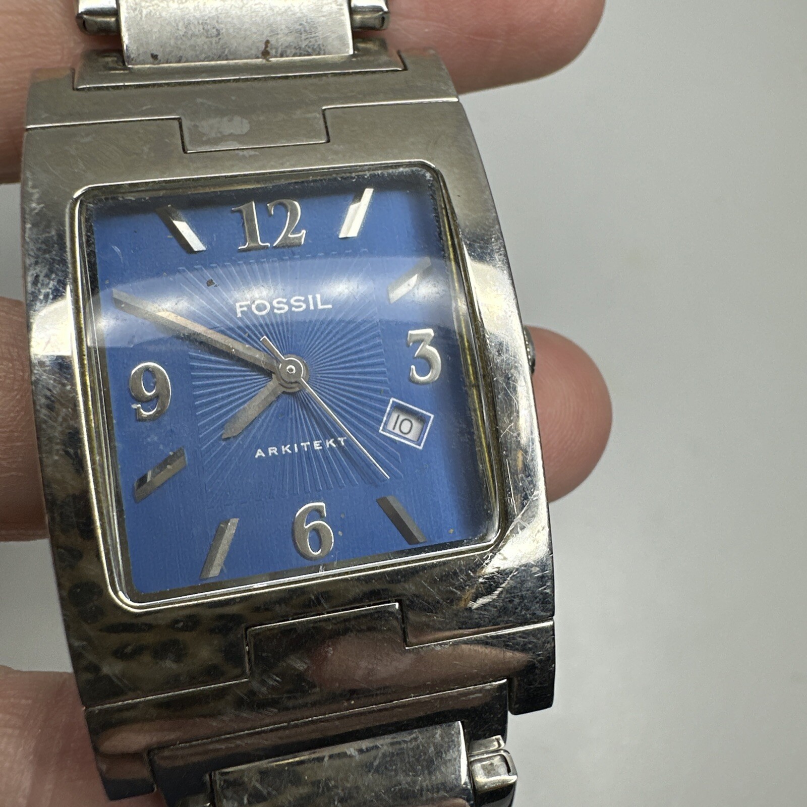 Fossil Men’s UNTESTED Arkitekt Quartz Watch FS-2891 Blue Dial Water Resist 50m