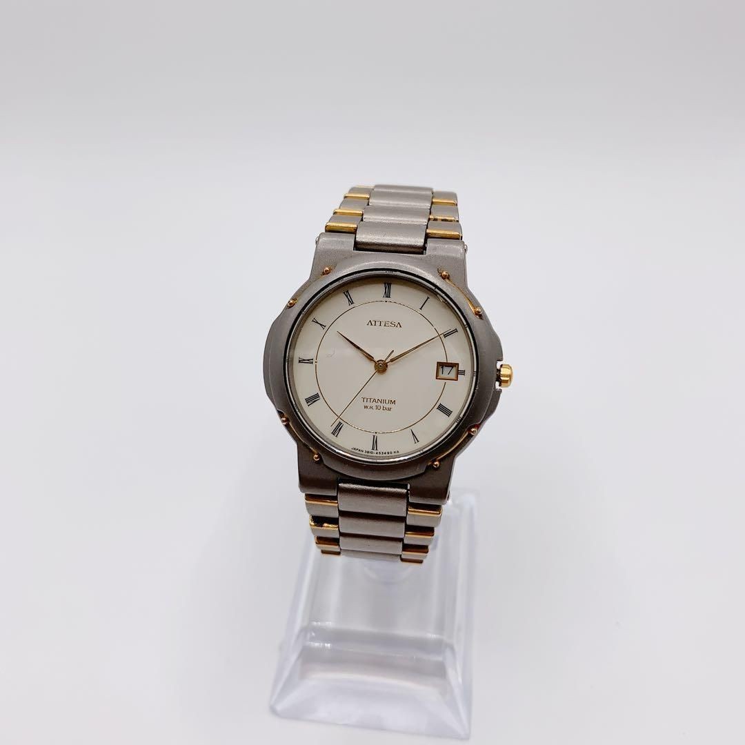 Citizen Attesa 3810-451694Y Date White Dial Titanium Watch Japan