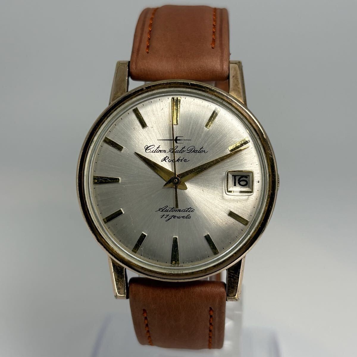 CITIZEN Auto Data 1960s Automatic Watch New Belt Vintage Antique Date Working