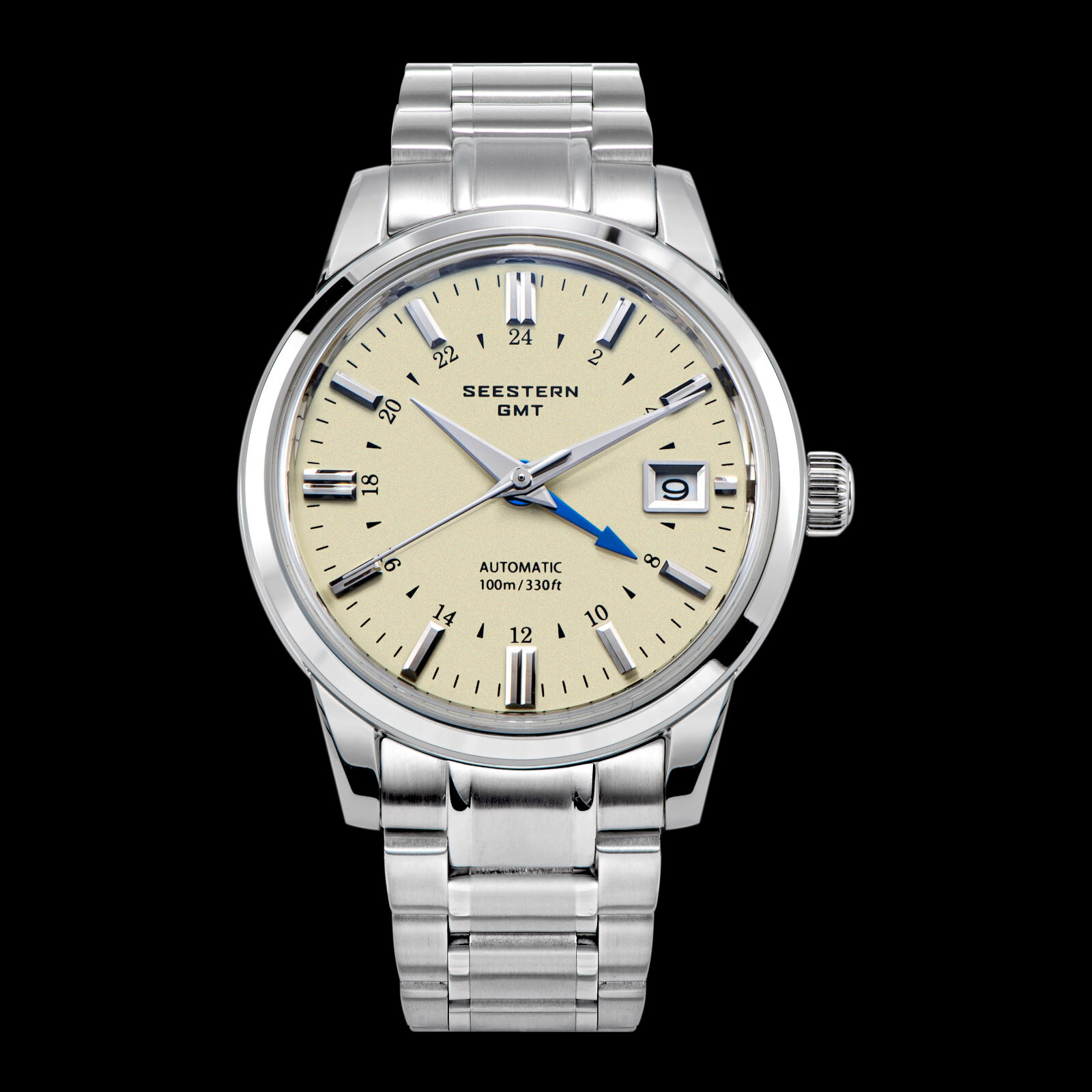 Seestern GMT S446.BS Sapphire Crystal Mechanical Mens NH34 Watch SEAGULL 1963