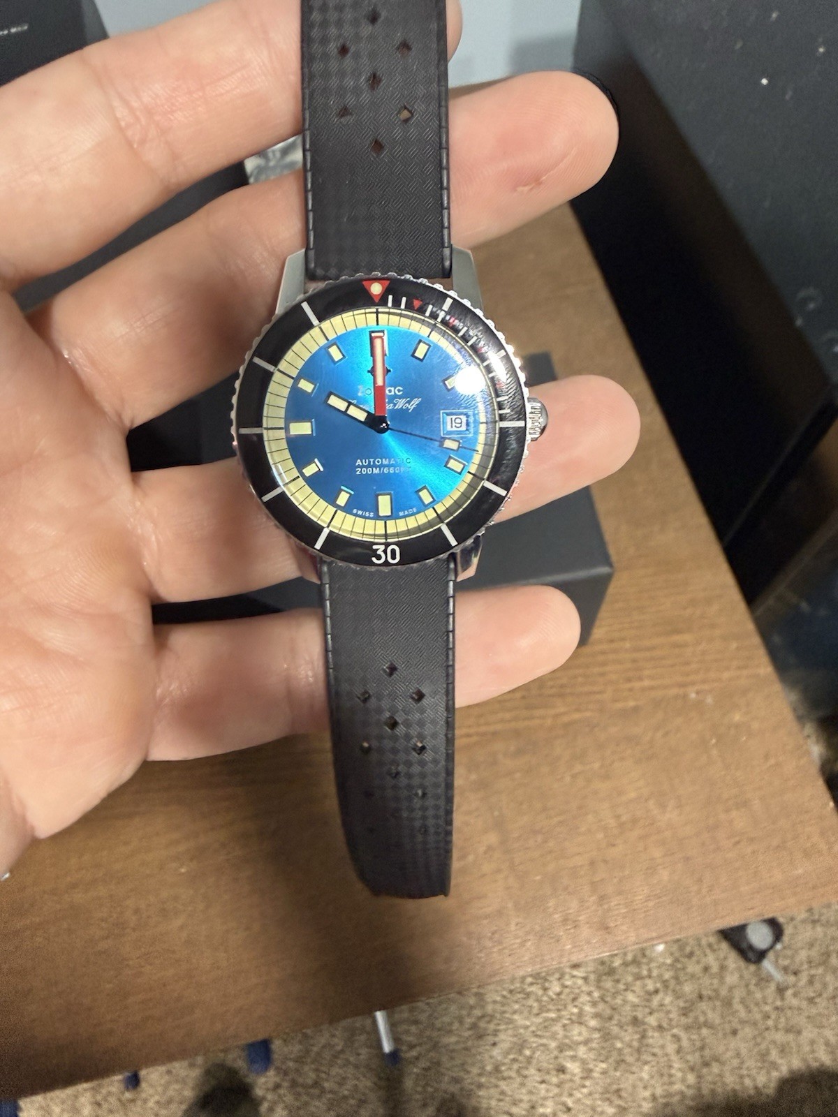 Zodiac Super Sea Wolf 53 40mm Black Stainless Steel Case with Black Rubber Strap