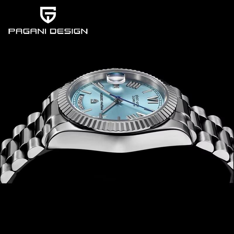 36MM PAGANI DESIGN Automatic Presidential Watch Day-Date Diver Stainless NEW