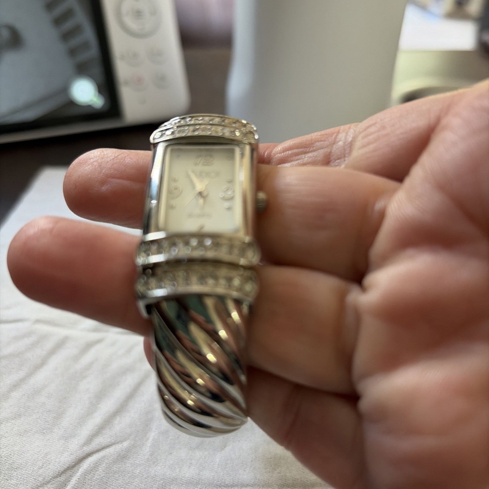 Studio Time Silver Tone Cuff Womens Watch