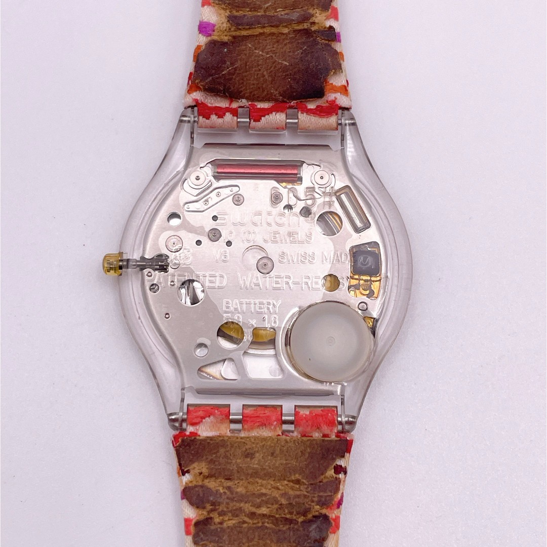 Working new battery Swatch SFP113 ladies wristwatch transparent back colorful