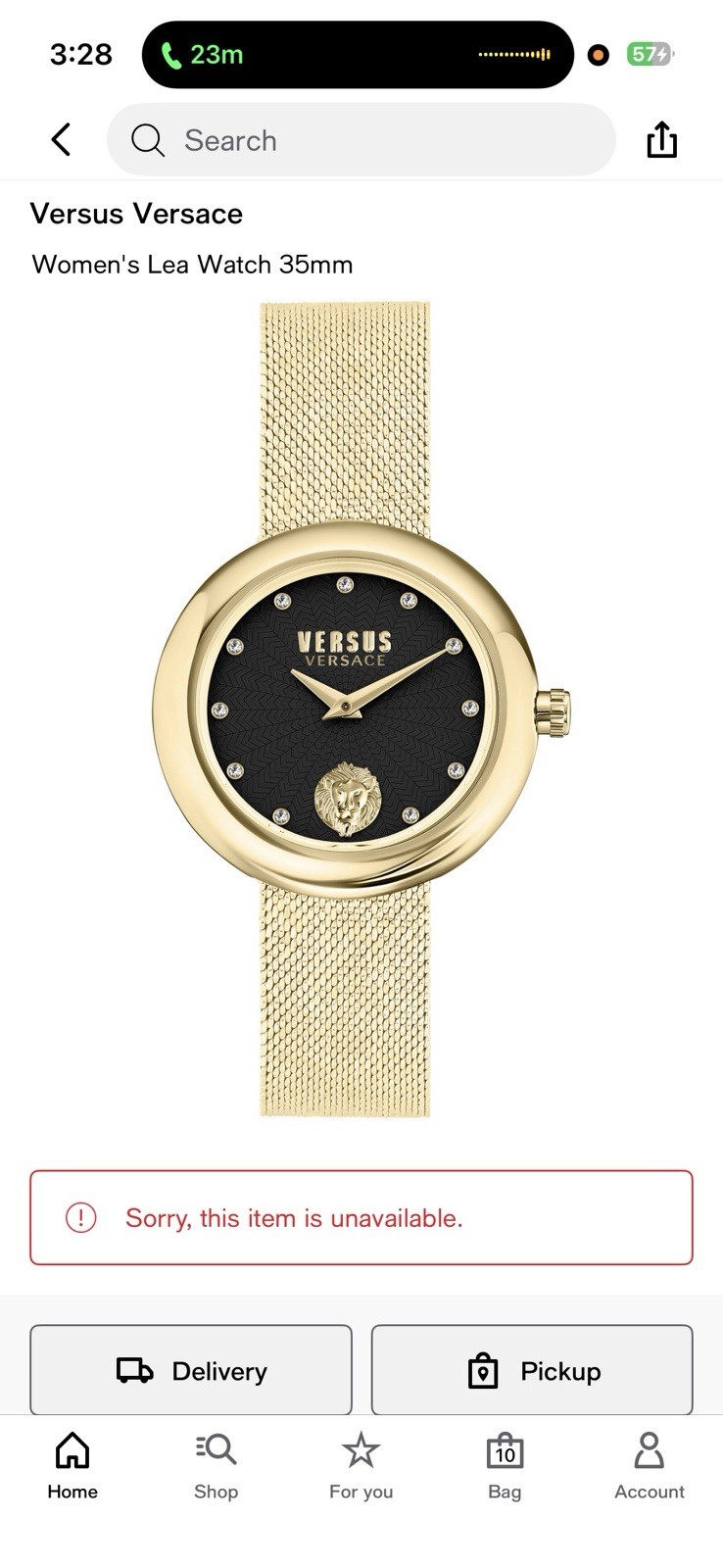 Versus Versace Womens Gold Bracelet Watch