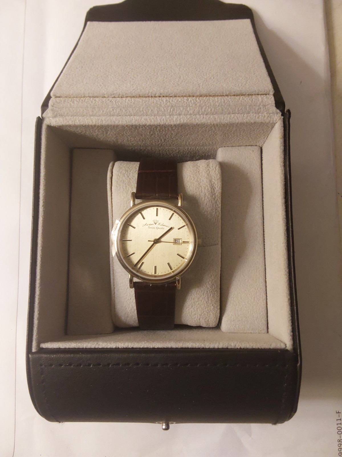 Swiss quartz watch men genuine Sapphire crystal gold plate