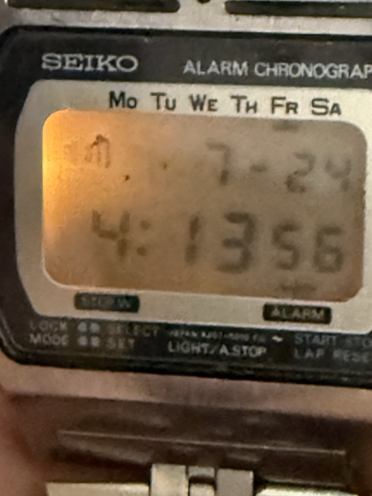 Seiko A257‑5010 Alarm Chronograph Digital Stainless Steel — Tested‑Working
