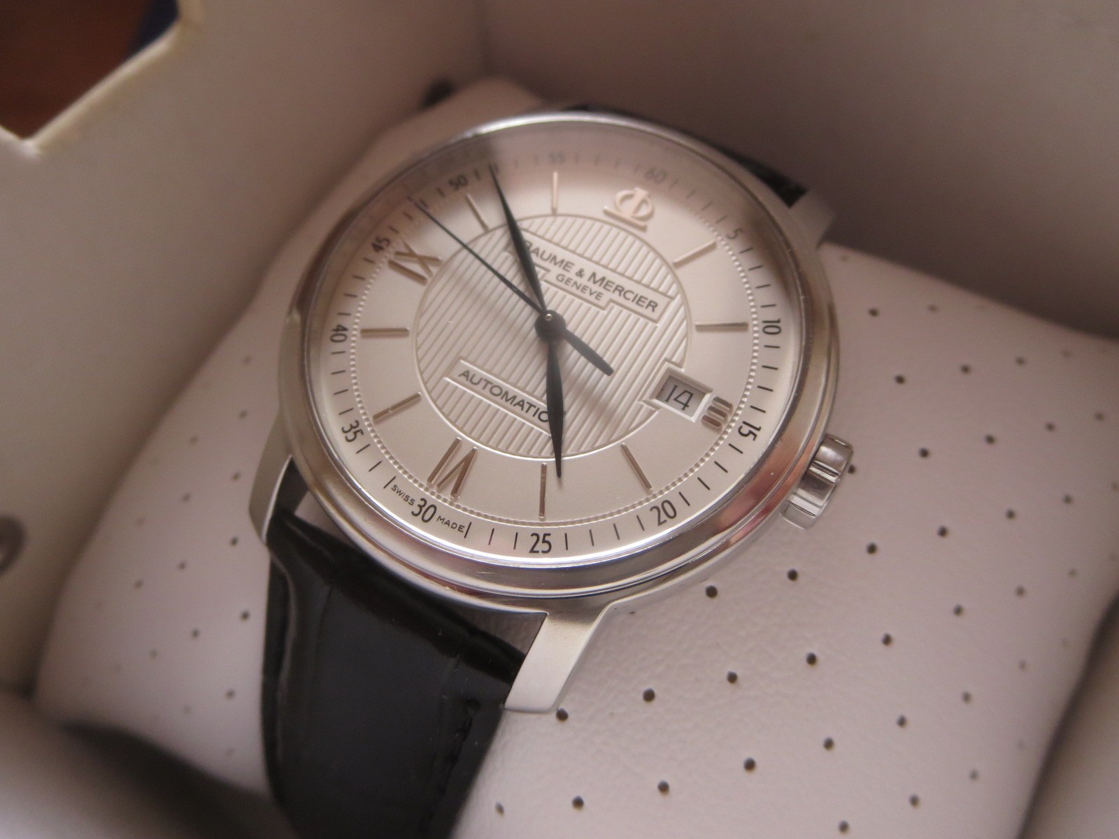 Baume Mercier Classima 65615 Automatic 38mm Silver Roman Dial Dress Watch Swiss