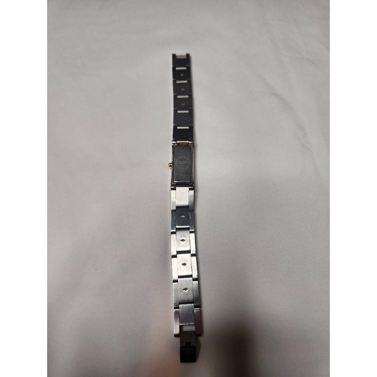 DKNY Womens Watch Gold Silver White Rectangular Fold-over Clasp Vintage