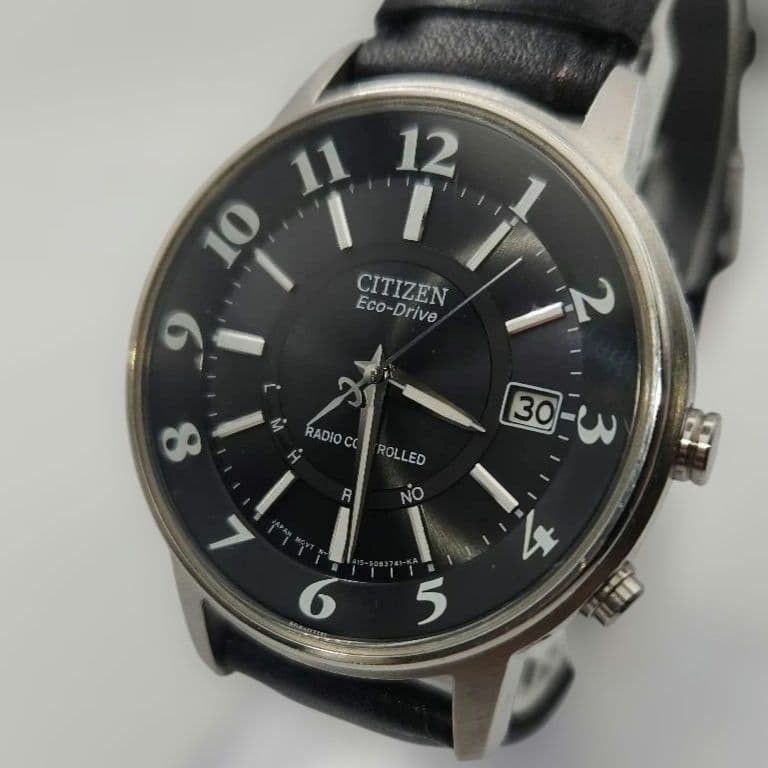 CITIZEN Eco-Drive Men’s Watch, Radio-Controlled Solar, Date Display Black Dial
