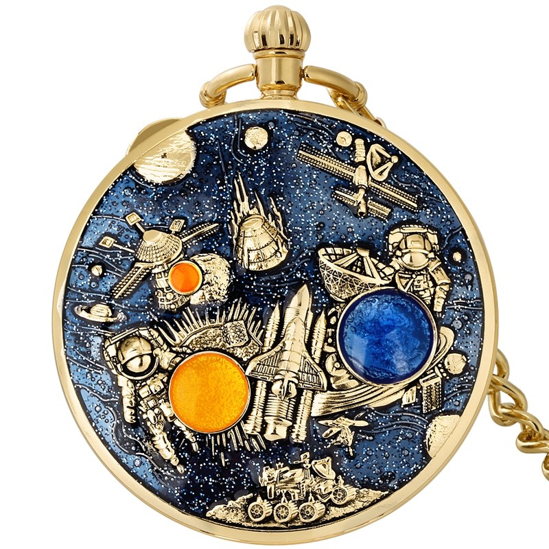 Solar System Musical Pocket Watch Castle in the Sky Quartz Music Box Men’s Gift